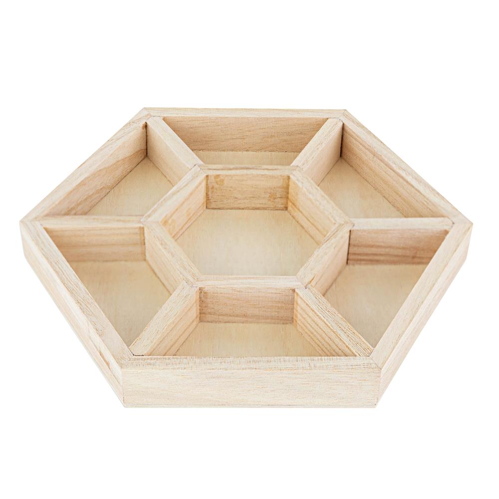 Hexagon Sectional Wooden Trays 2 Pack 10.5"X10.5"X1"