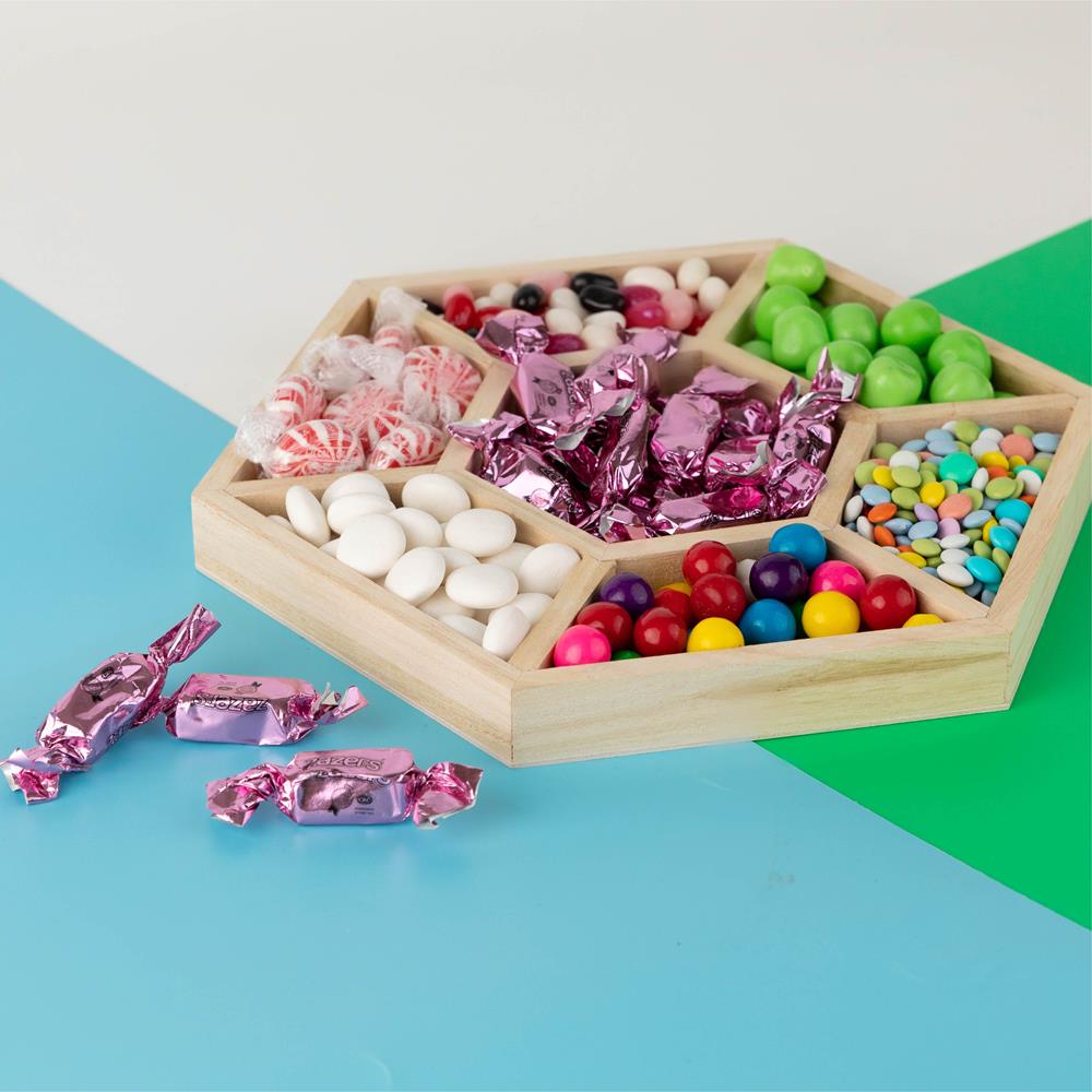 Hexagon Sectional Wooden Trays 2 Pack 10.5"X10.5"X1"