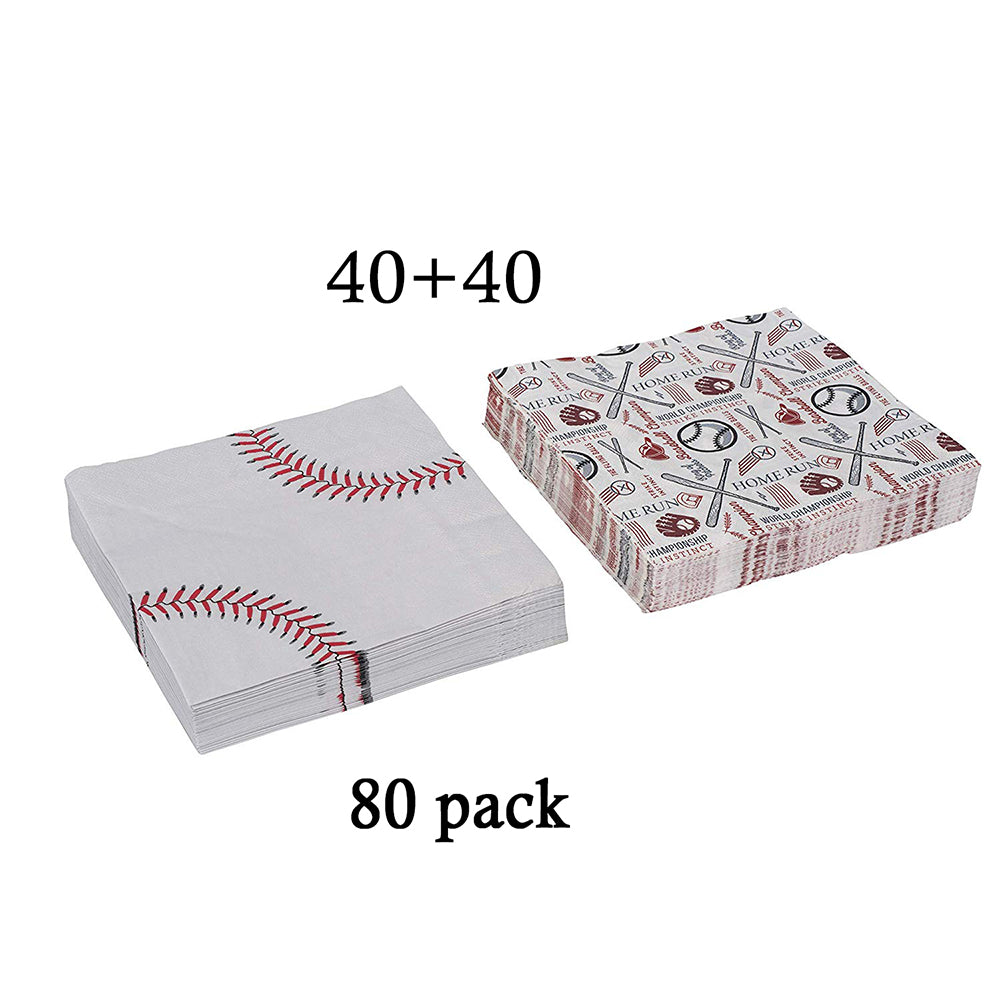 Baseball Theme Napkins Tableware 80 Pack
