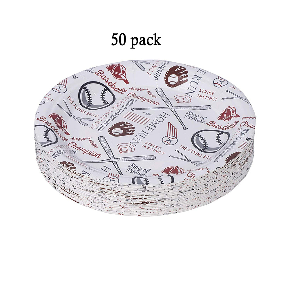 Baseball Themed Paper Plates 50 Pack 7"