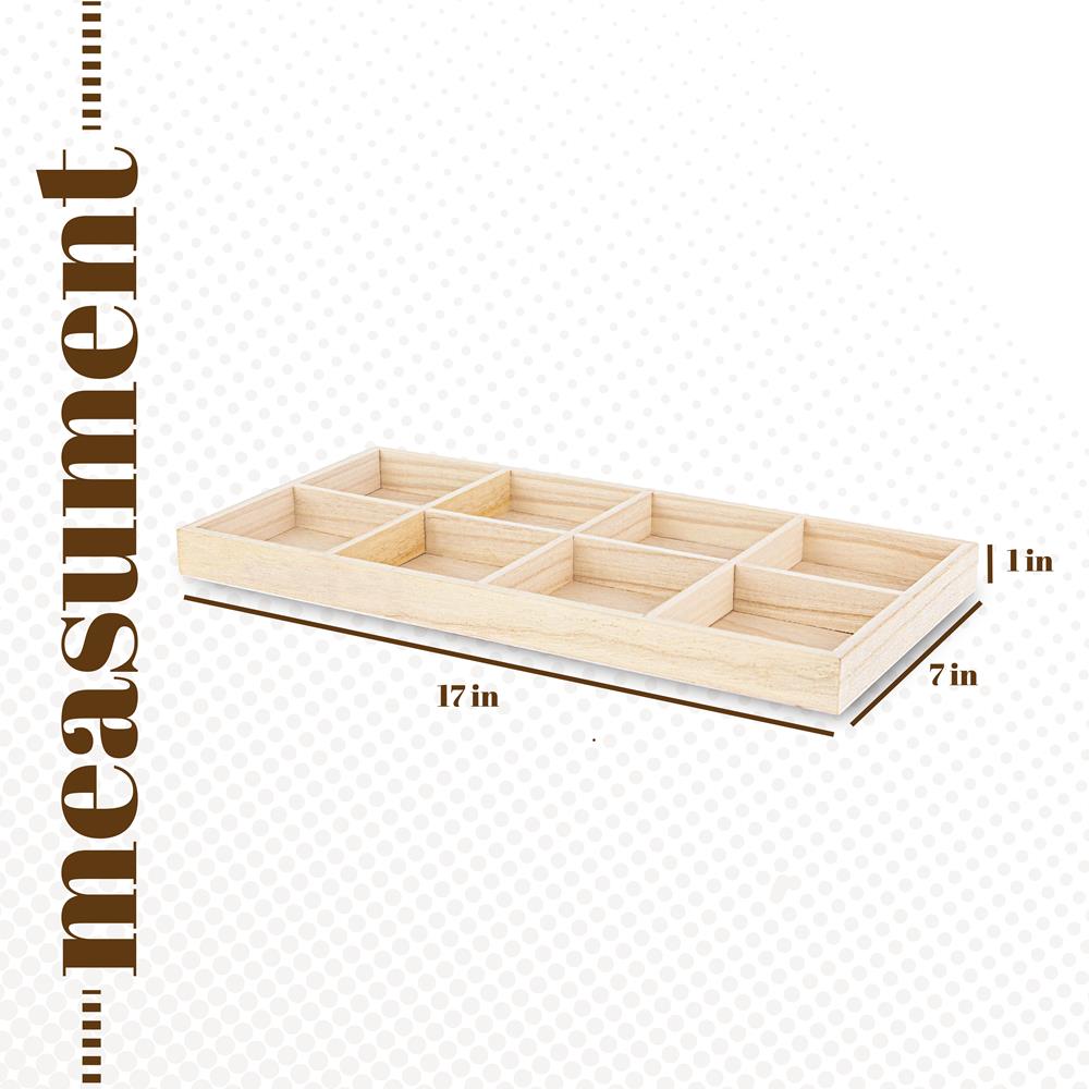 Rectangular Sectional Wooden Trays 2 Pack 7"X14"X1.25"