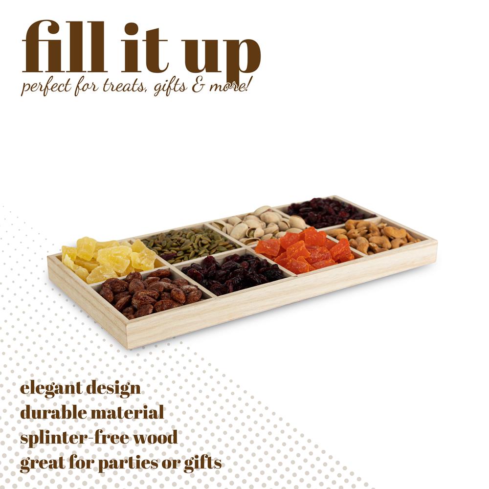 Rectangular Sectional Wooden Trays 2 Pack 7"X14"X1.25"