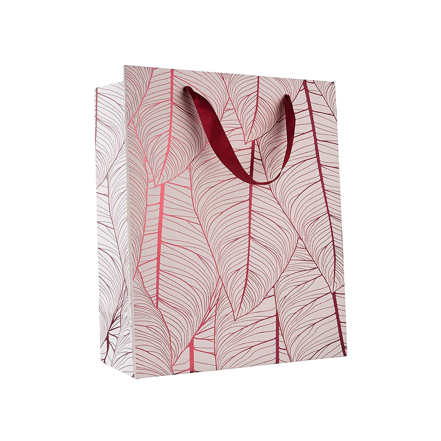 Leaf Design Maroon Gift Bags 12 Pack 12.5"X10.25"X4.75"