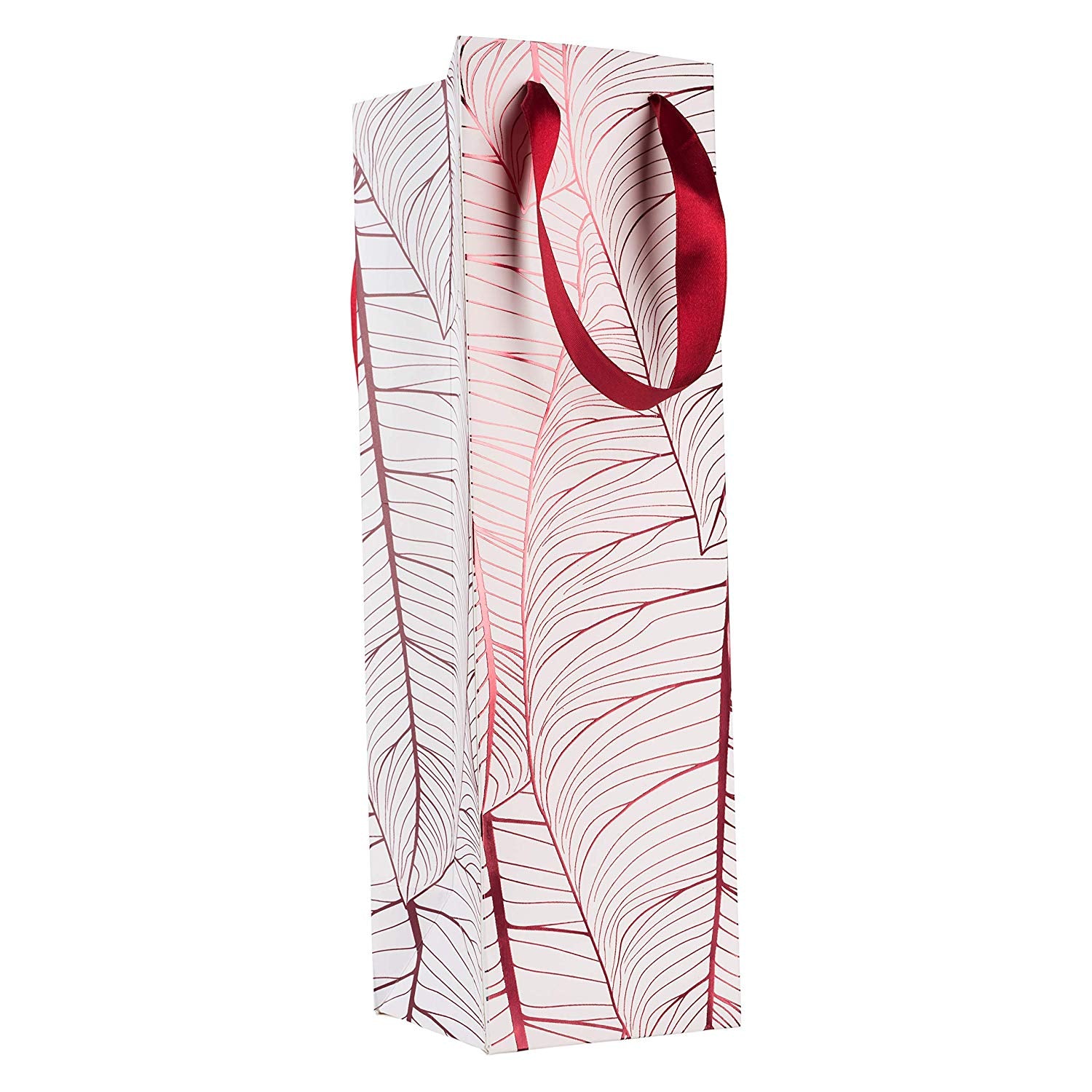 Wine Bag Leaf Design Maroon 12 Pack 14"X4"X4"