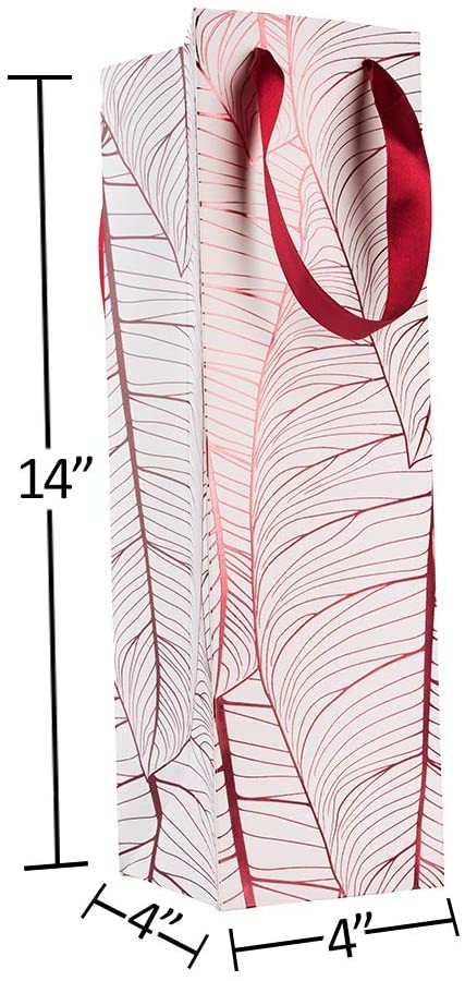 Wine Bag Leaf Design Maroon 12 Pack 14"X4"X4"