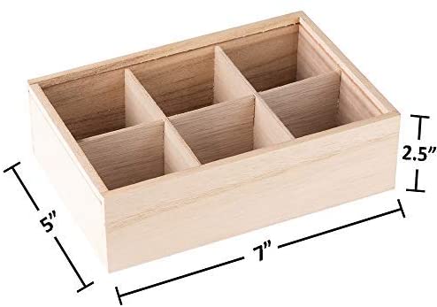Six Sectional Wooden Box 4 Pack 7’’x5’’x2.5’’